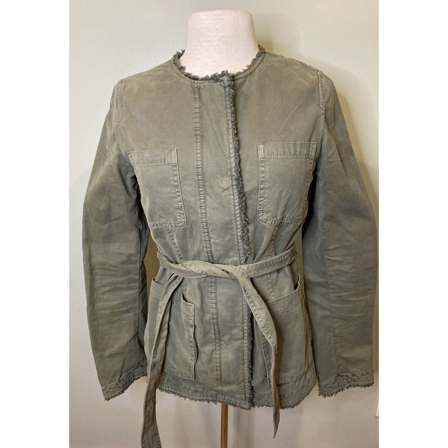 BANANA REPUBLIC Womens Utility Military Safari cargo Jacket Olive Army Green XS