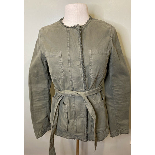 BANANA REPUBLIC Womens Utility Military Safari cargo Jacket Olive Army Green XS
