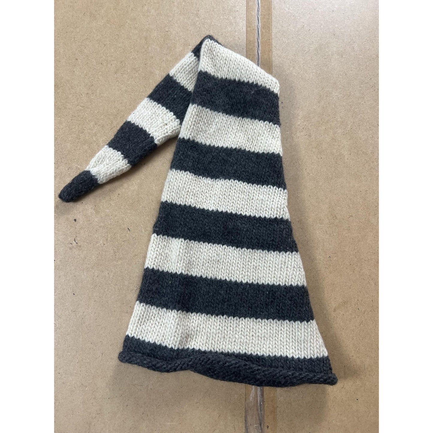 J.CREW Beanie Womens One Size Gray Cream Wool Striped Long Elf Hat Winter
