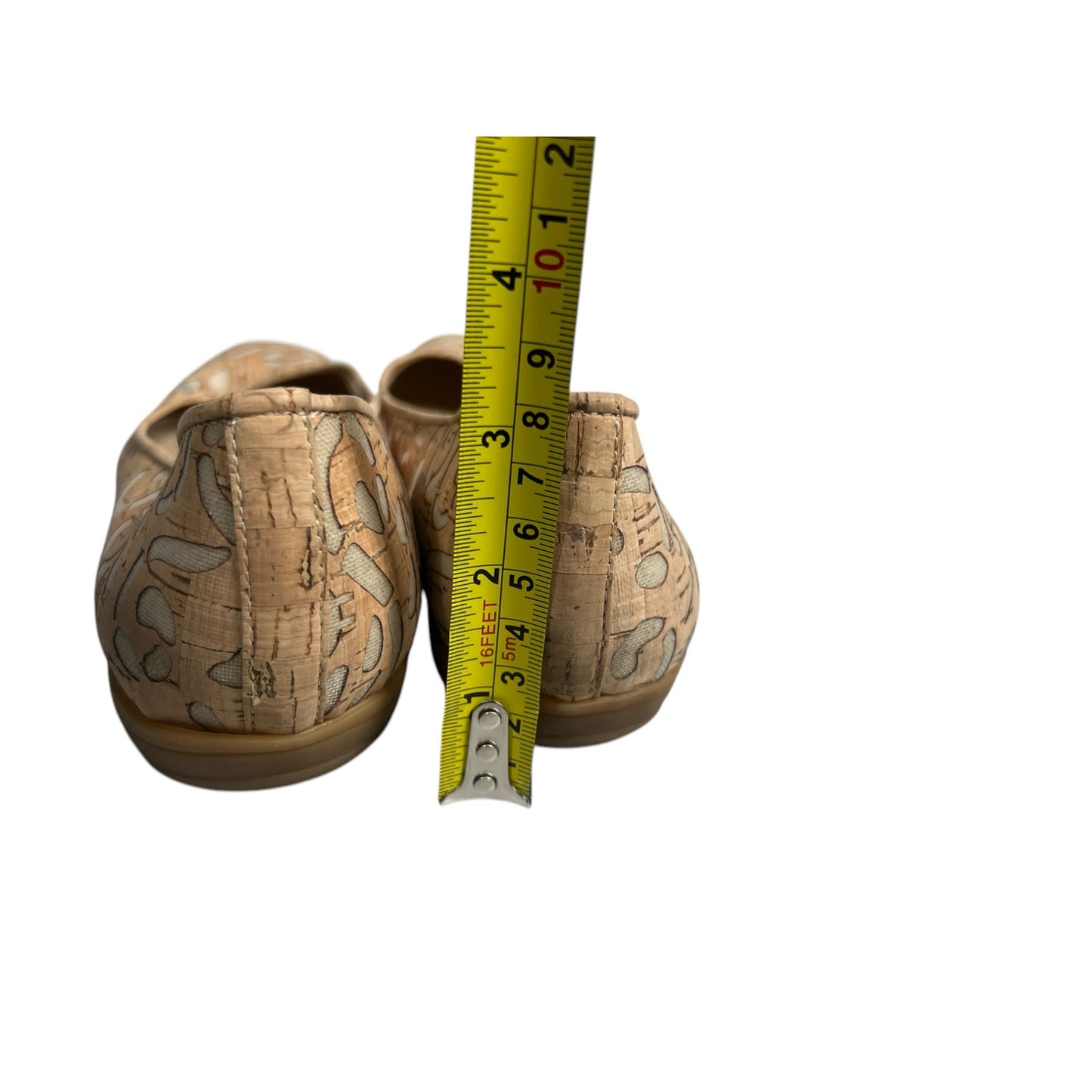 Sesto Meucci Bella Laser-Cut Cork Ballet Flats Shoes Natural Women's Size 10