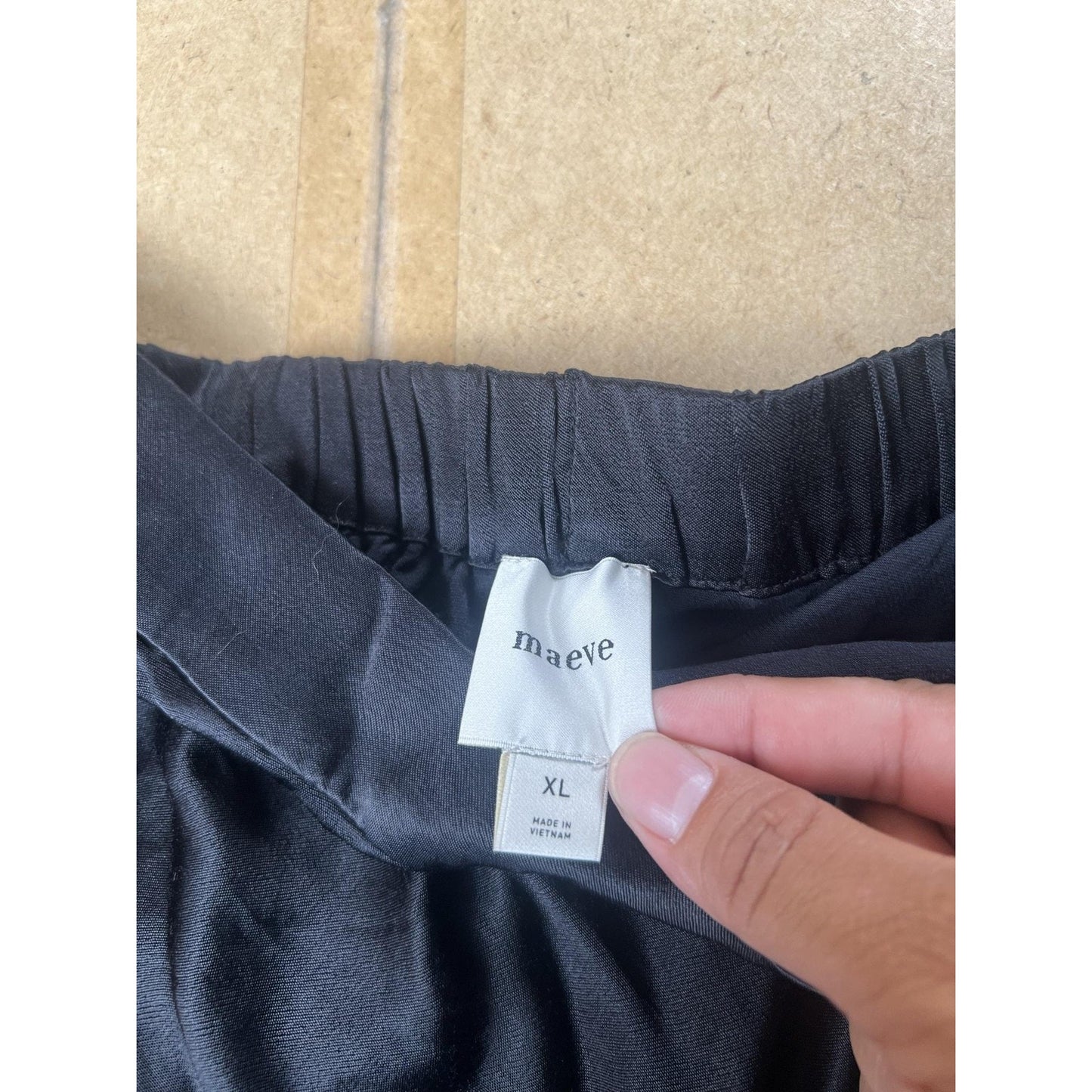 Maeve Skirt Womens XL Black A-Line Satin Viscose Midi Elastic Waist Pull On