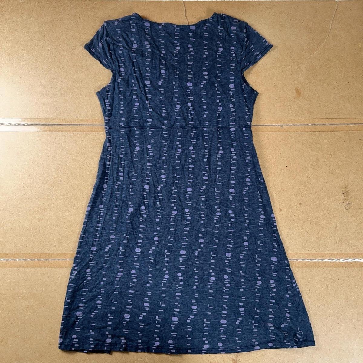 Toad&Co Dress Womens S Blue Polka Dot Midi Fit & Flare V-Neck Empire Waist
