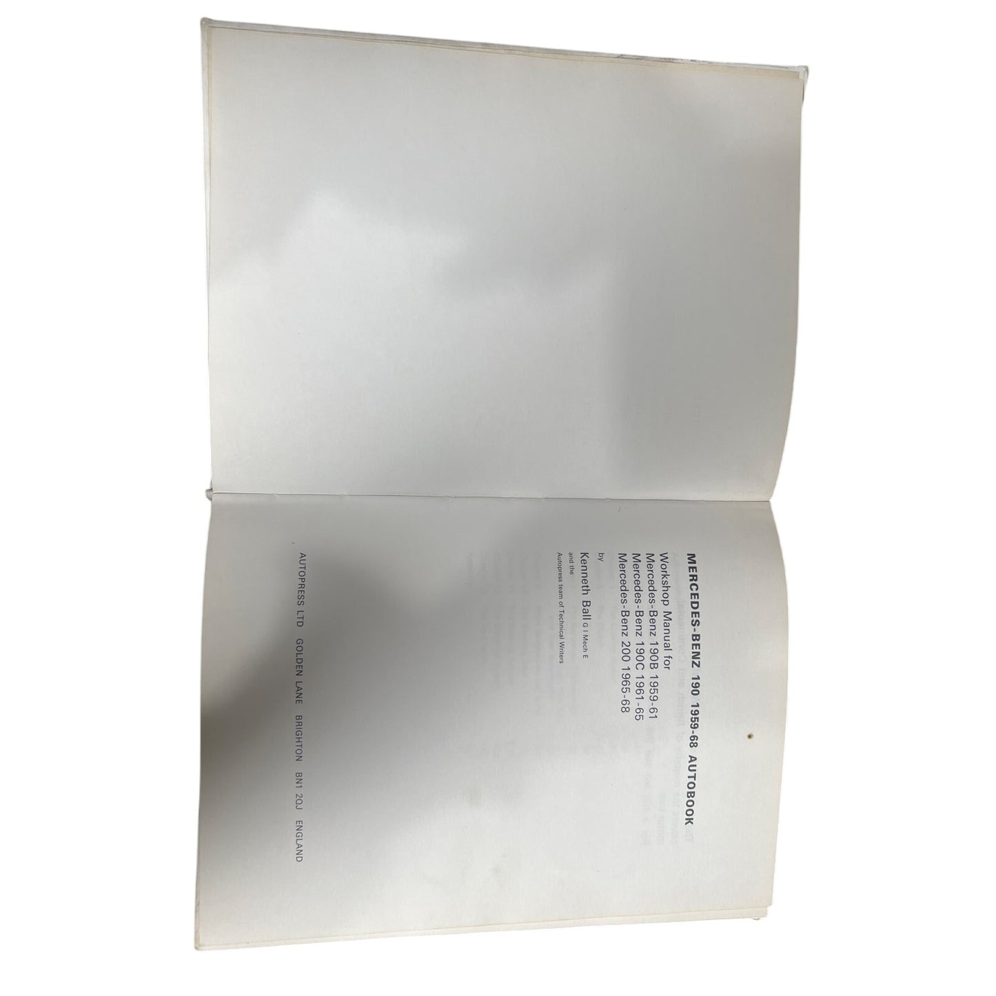 Mercedes-Benz 190 1959-68 Autobook Workshop Manual Kenneth Ball