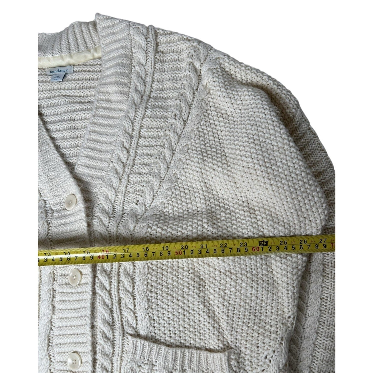 Sundance Cushion Womens Extra Large Beige Braided Cotton Blend Cardigan Sweater
