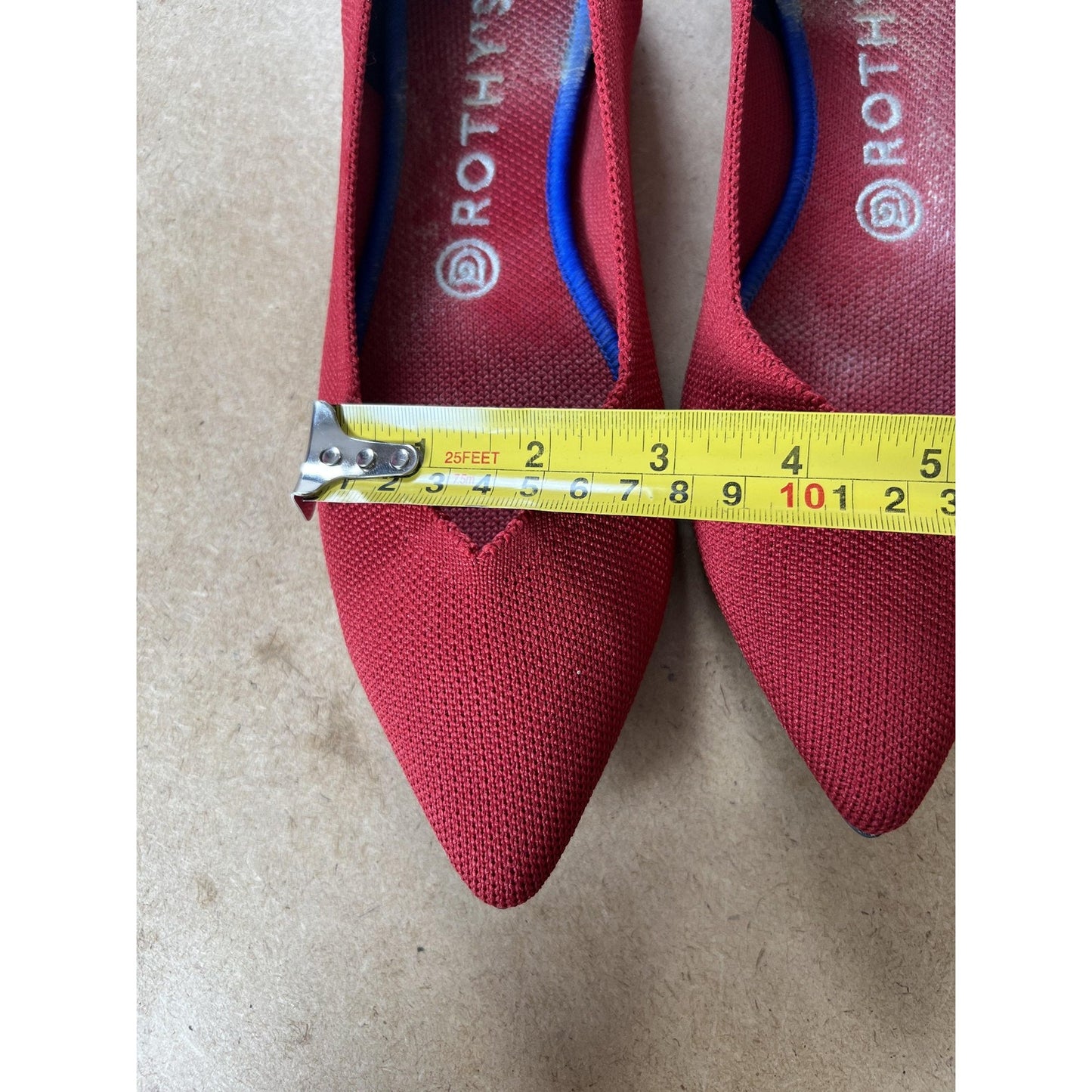 Rothy's Shoes Womens Size 10.5 Red The Point Pointed Toe Knit Flats Cushioned