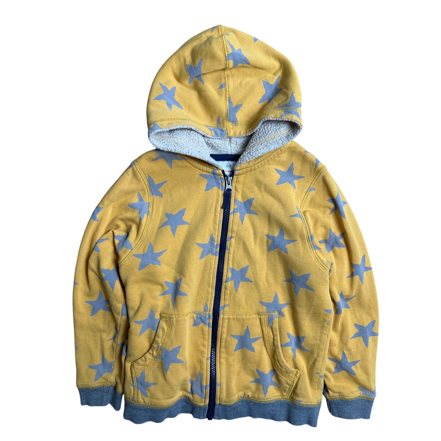 Hanna Andersson Yellow/Gray Zip Up Sherpa Lined Sweater Size 120