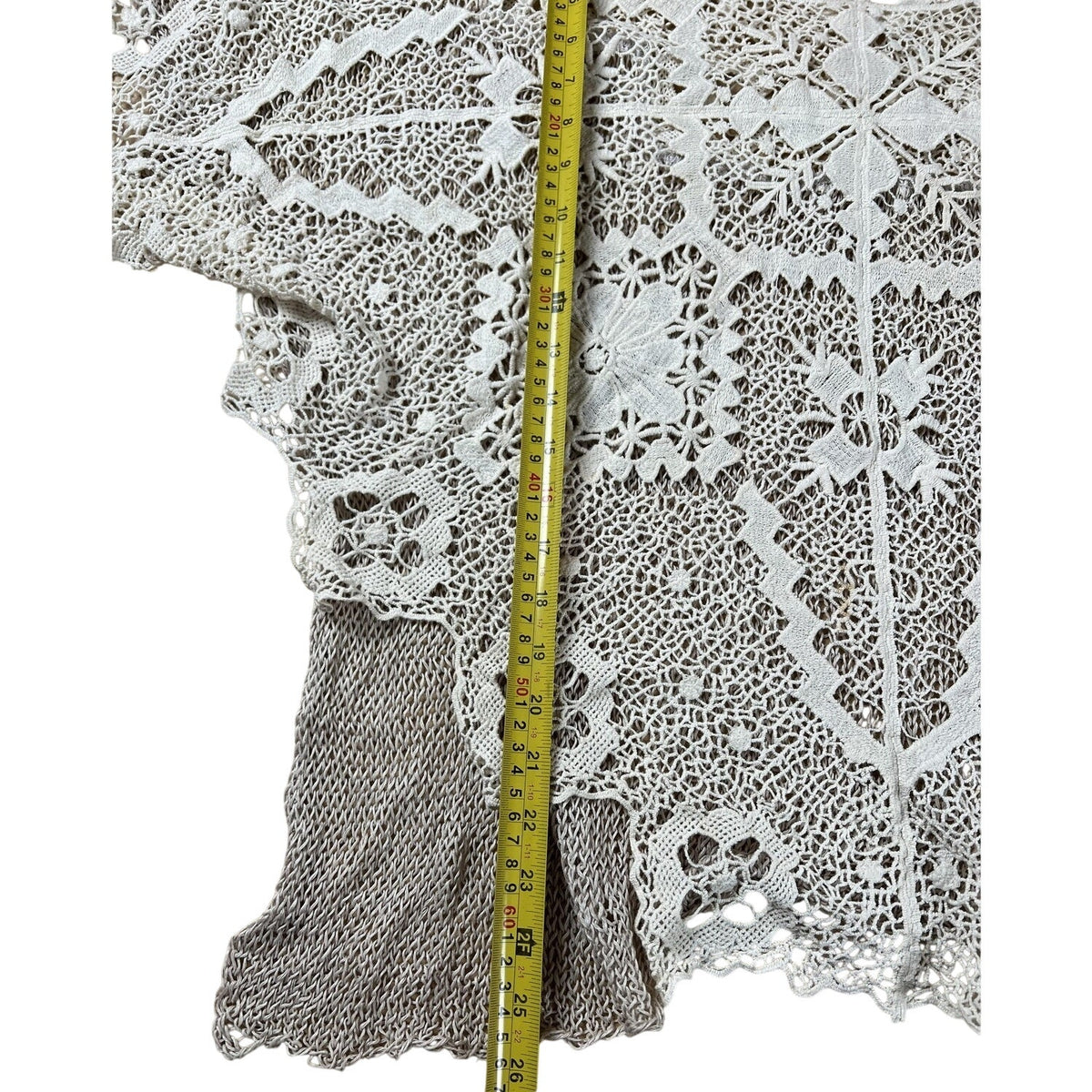 TRIPP Shirt Women's XS/S Beige Linen Lace Crochet Embellished Summer Beach