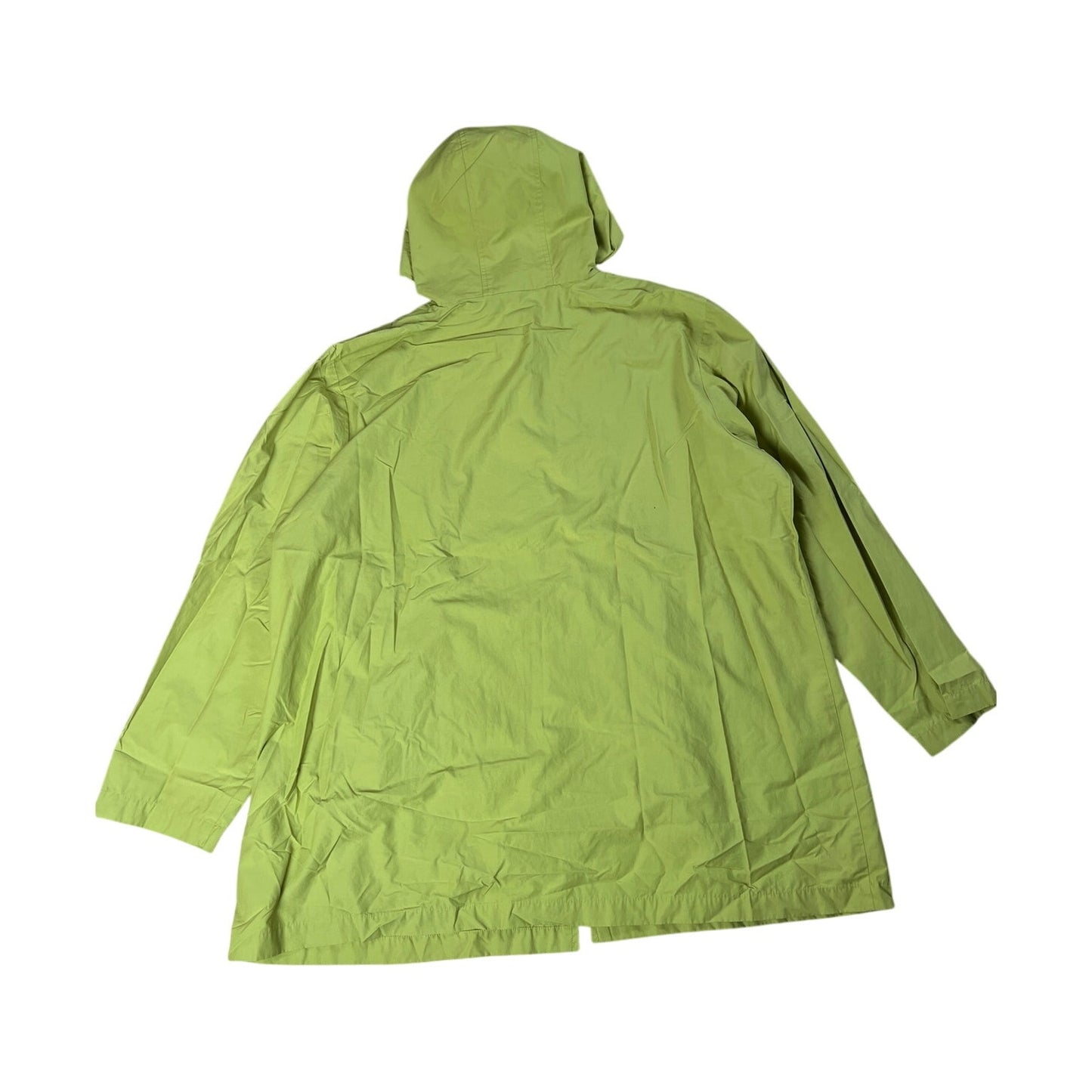 Eileen Fisher Chartreuse Hooded Light Weight Cotton/Nylon Size Large Jacket