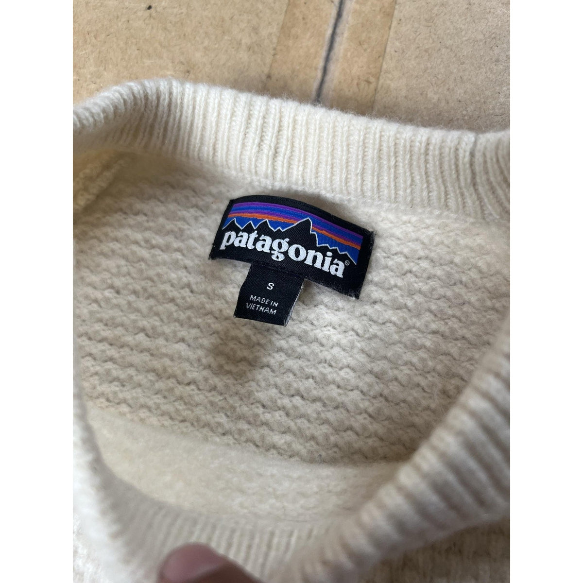 Patagonia Sweater Womens S White Pullover Waffle-Knit Heavyweight Cashmere