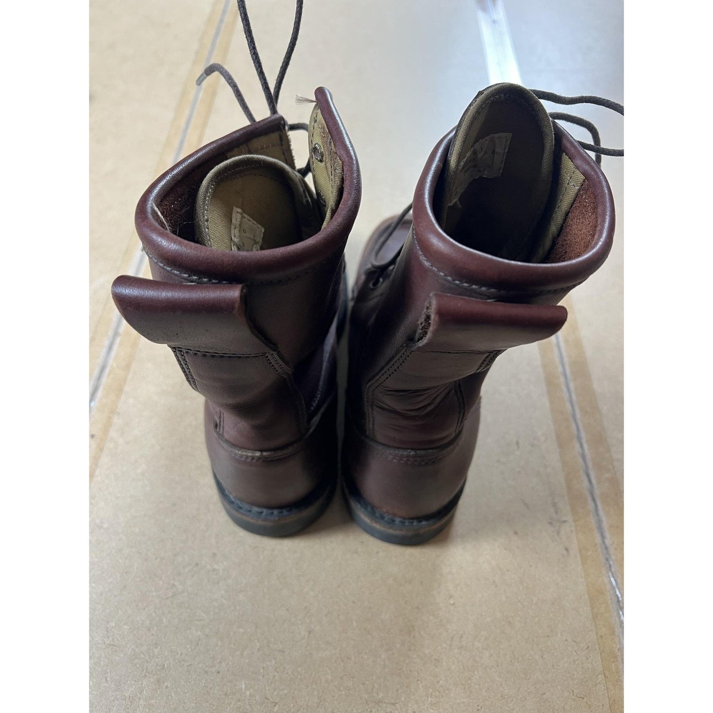 Combat Boots Mens Size 9 Brown Leather Lace Up Mid Calf Workwear Lined