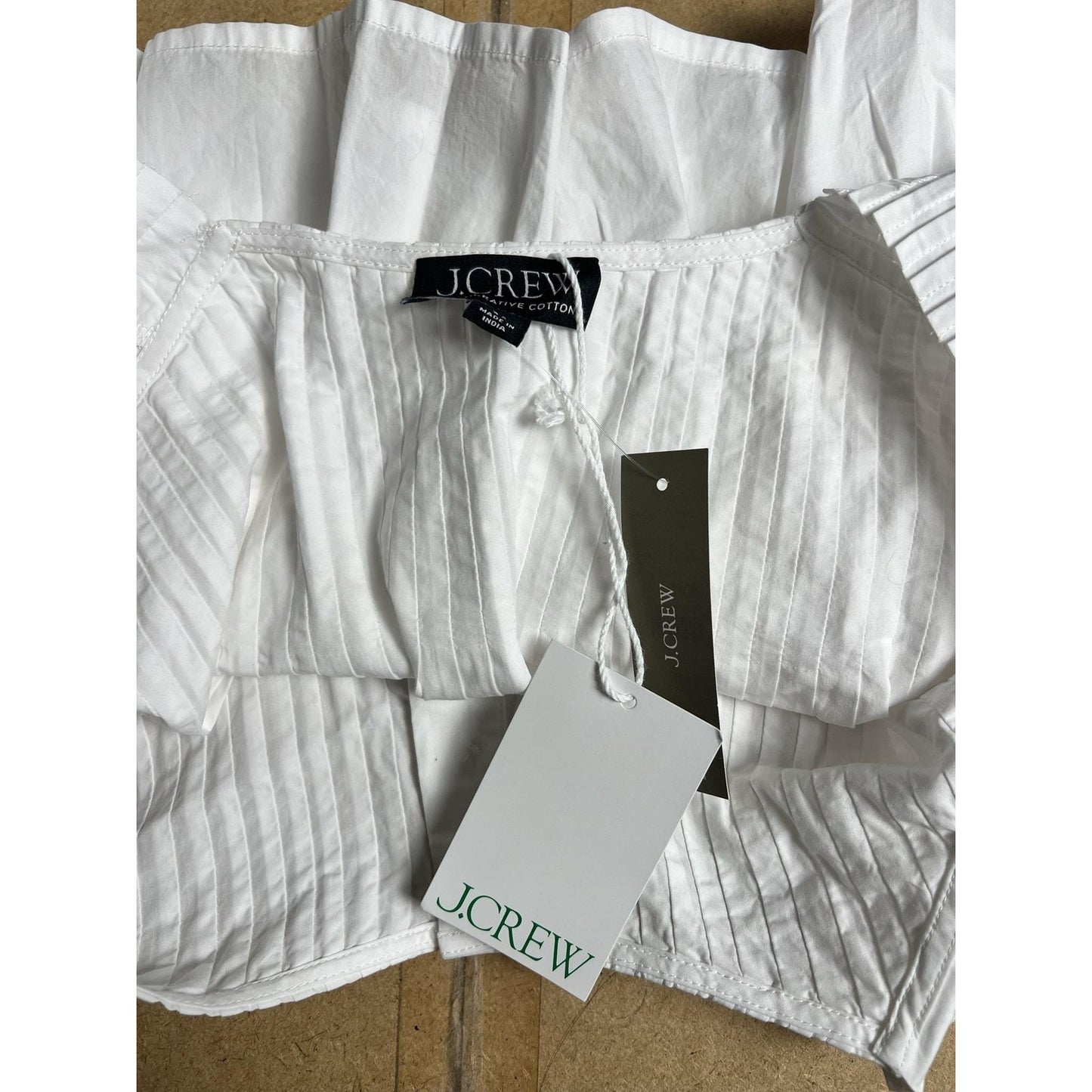 J.Crew Top Womens XS White Ruffle Strap Button Front Cropped Blouse Summer