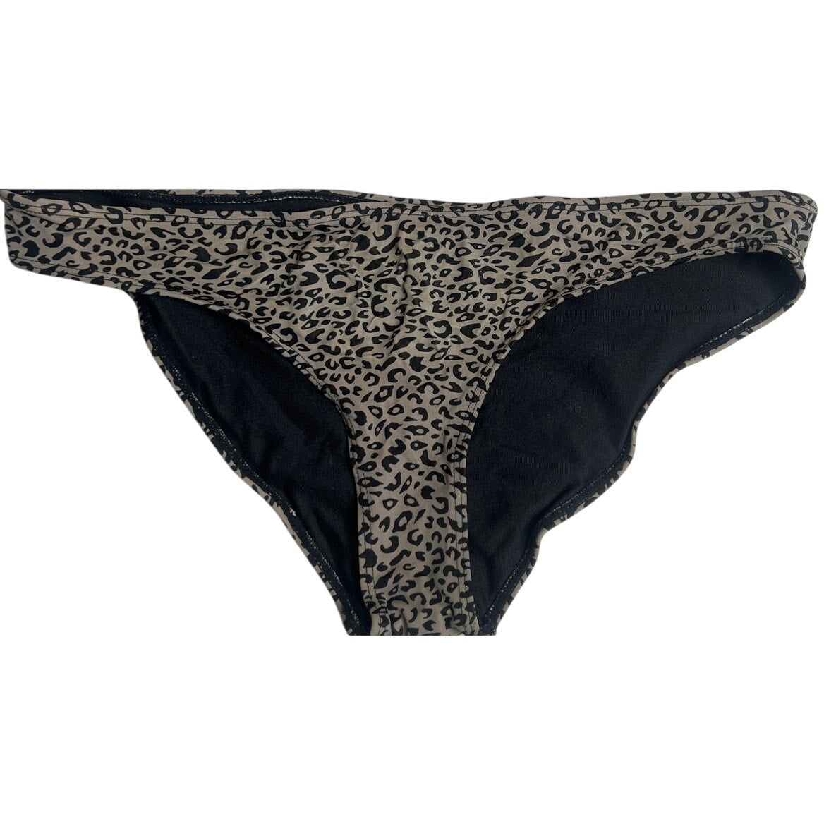 H&M Womens Bikini Bottom Size Tan Black Cheetah Leopard Print Swimsuit 10