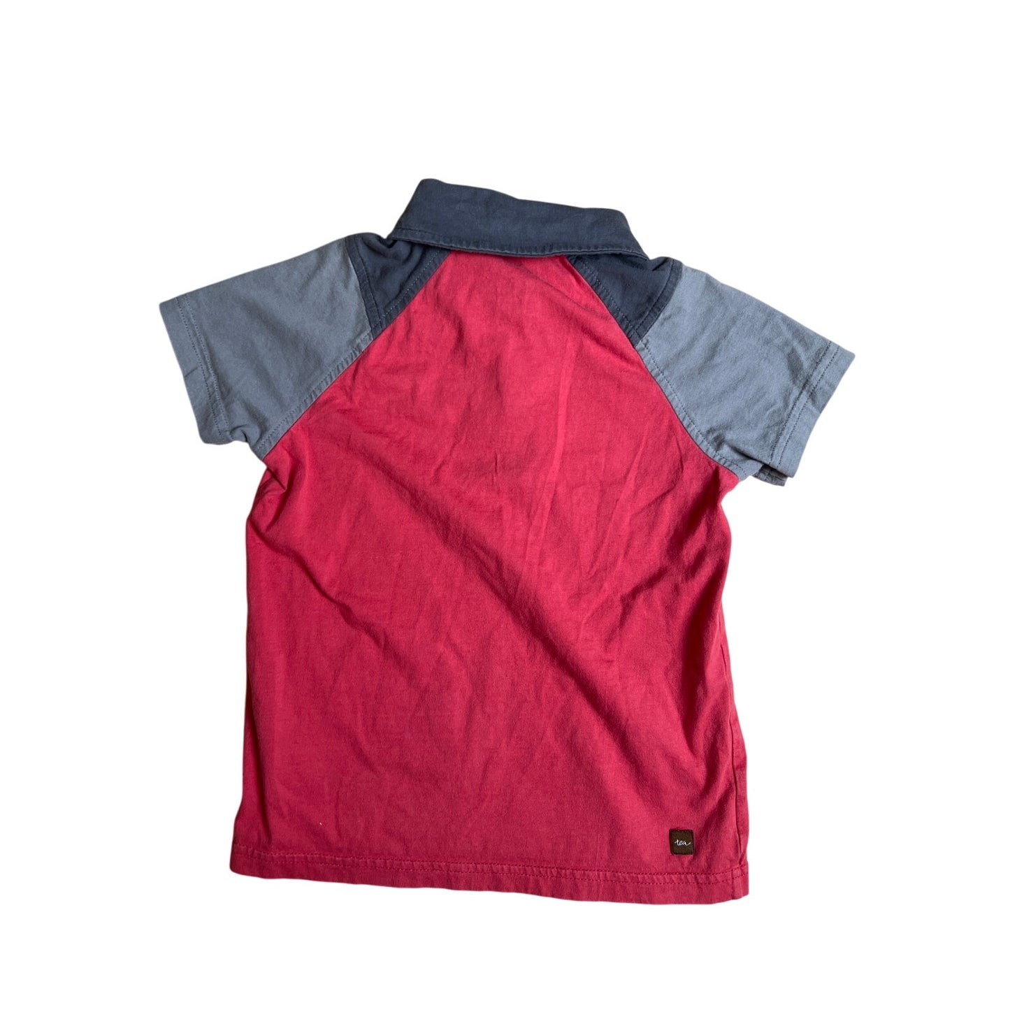 Tea Collection Boy Size 6 Polo Short Sleeve Red/Gray Shirt