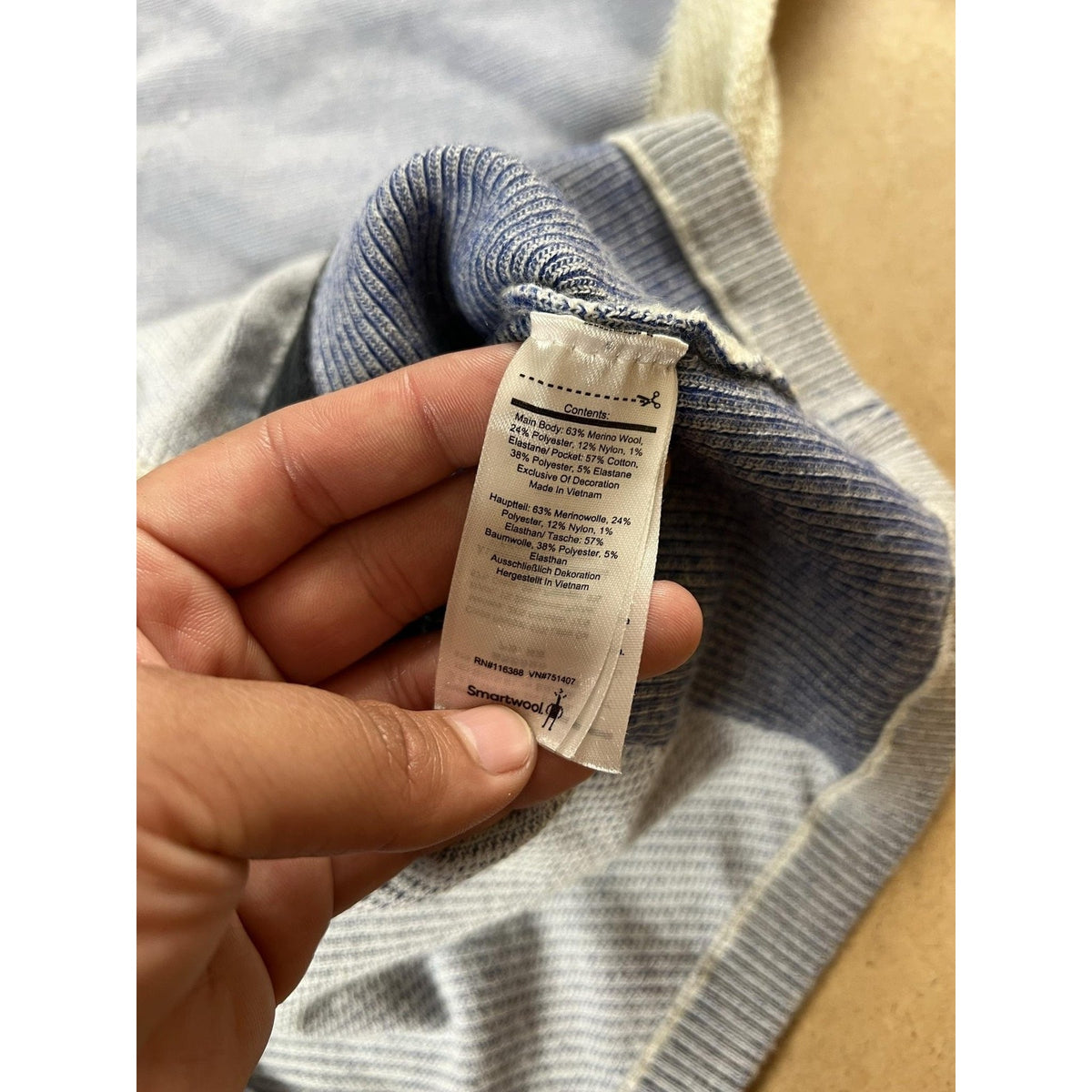 SmartWool Sweater Womens S Blue Full Zip Hooded Waffle-Knit Wool Blend