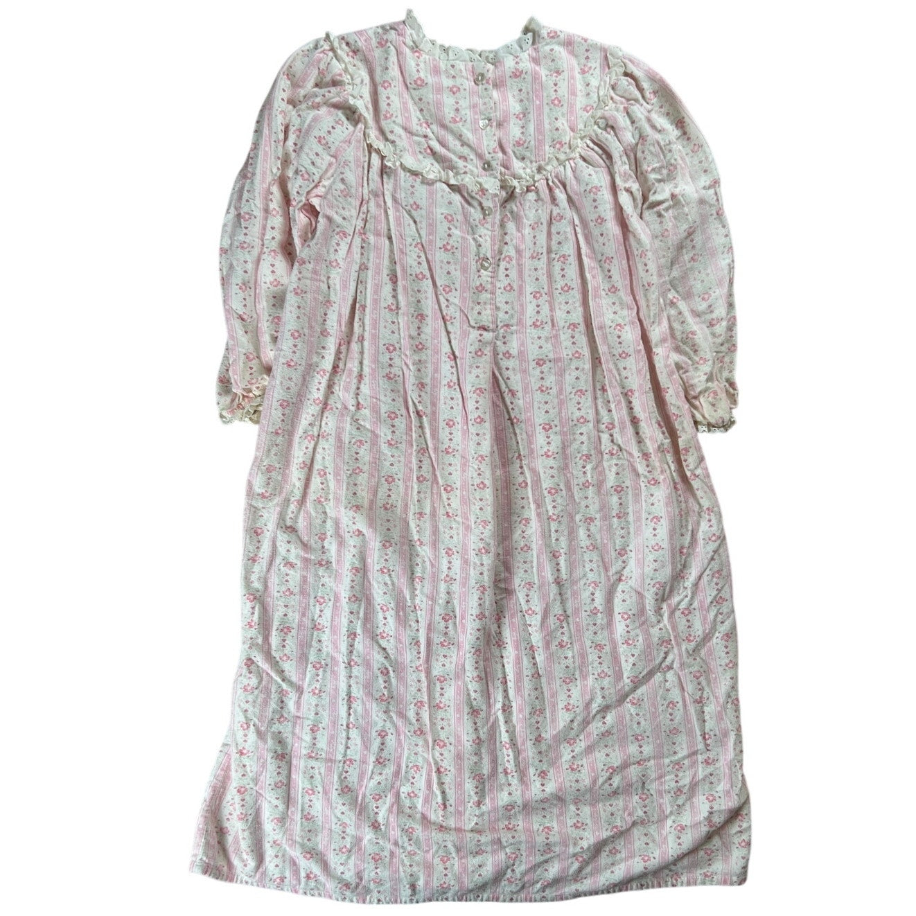 LANZ SALZBURG PINK Rosebuds Cotton Gown Blend Lounge Pajama Medium