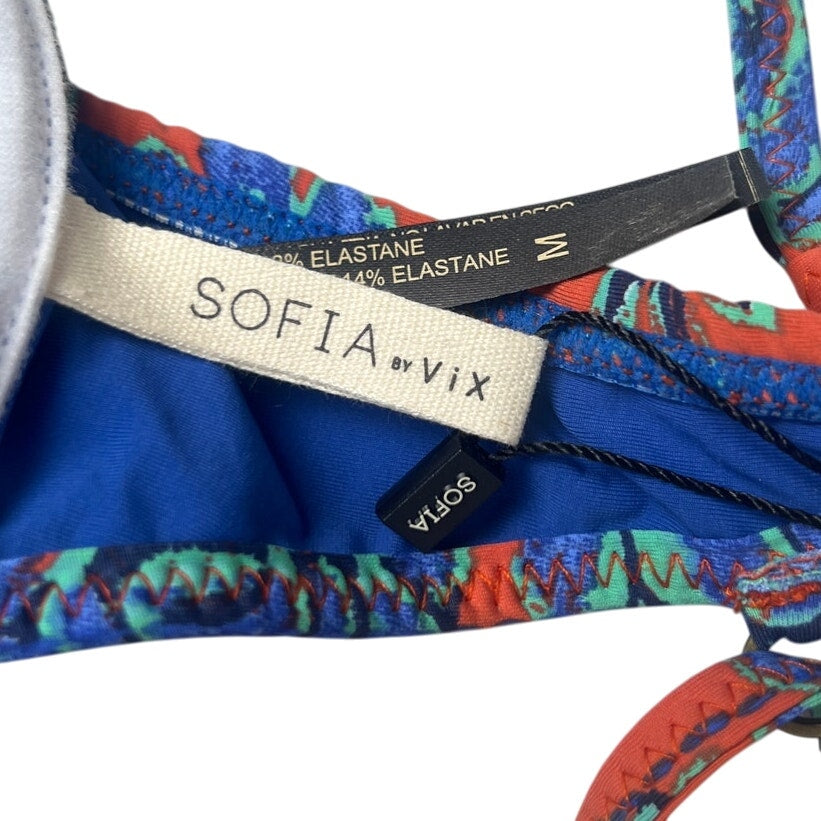NWT $73 Sofia by Vix Iva Bia Triangle Bikini Top Floral Blue Red Medium M