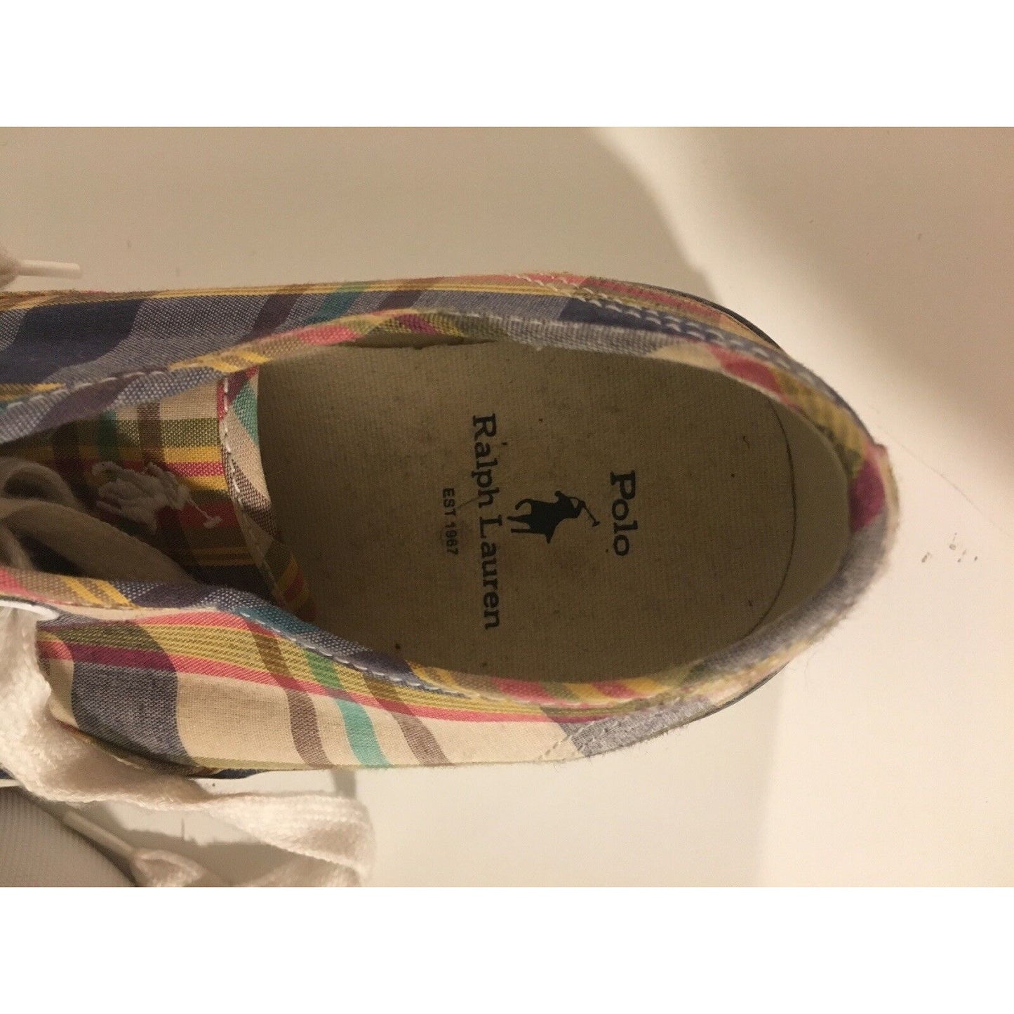 POLO Ralph Lauren Women's Plaid Tennis Sneaker Shoes Sz 4
