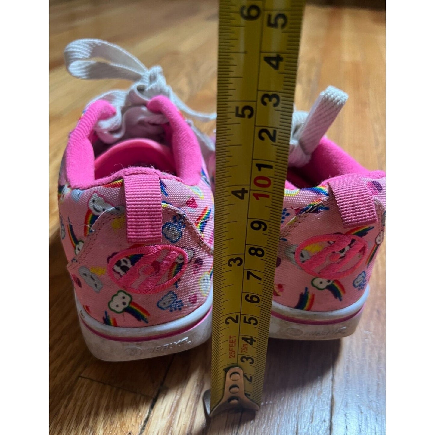 HEELYS Pink Rainbow Youth Size 1 Wheels, No Tool