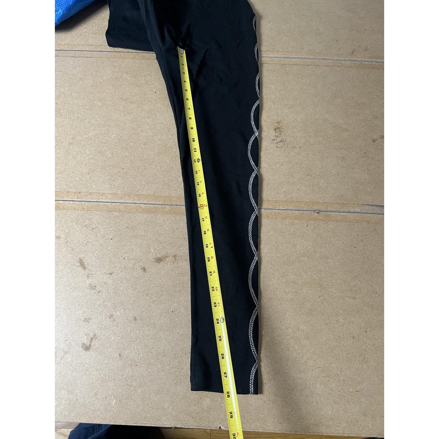 LAURA HLAVAC Leggings Womens S Black Ankle Yoga Cotton/Spandex Embroidered