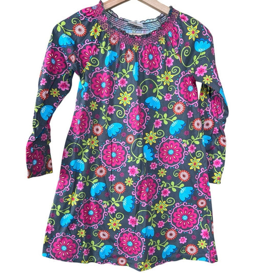Hanna Andersson 130 Girls Bright Dress Floral Long Sleeve