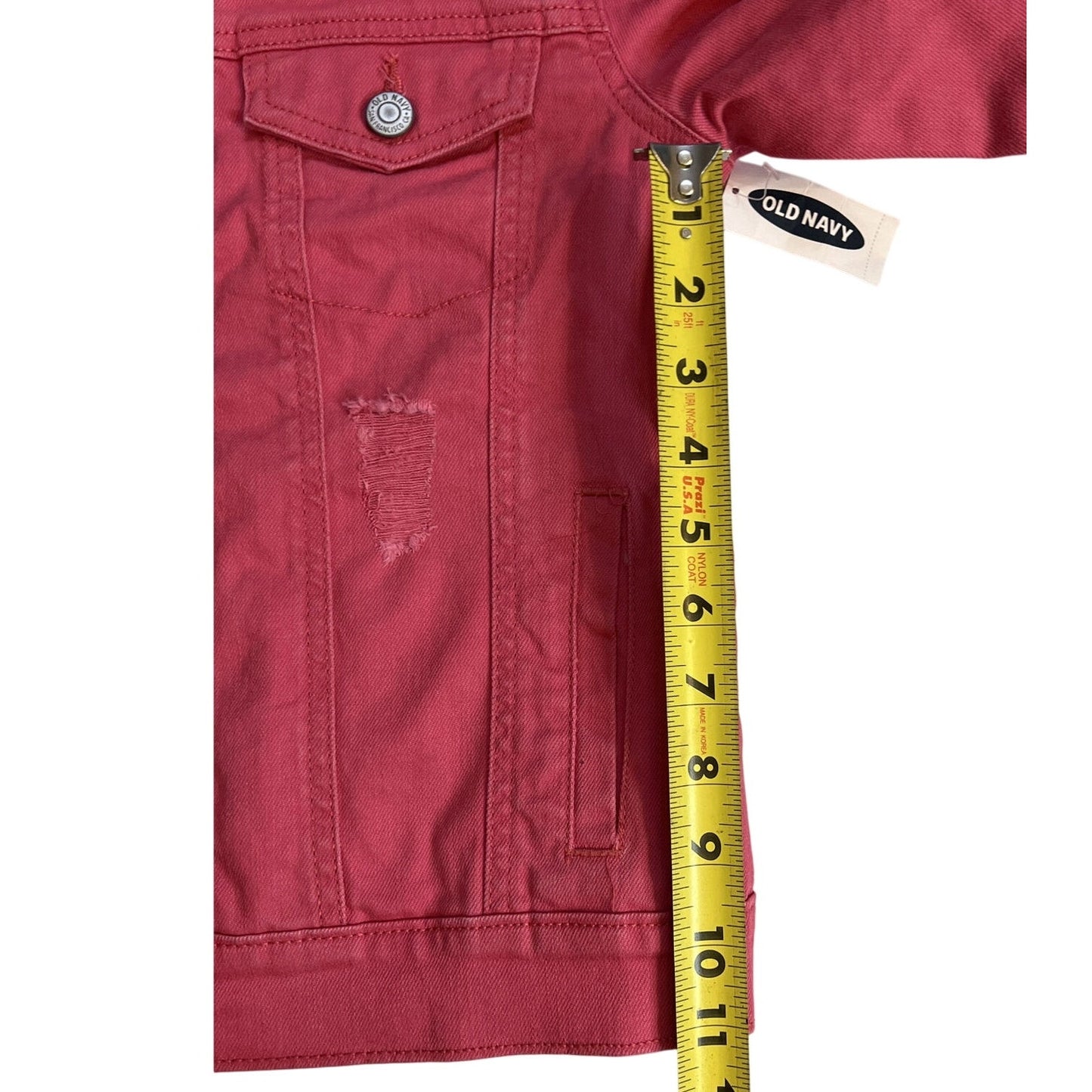 Old Navy Youth Pink Denim Distressed Jacket XL 14 - NWT