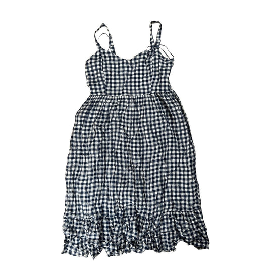 C&C California Dress Womens 12 Blue Gingham Midi Sundress Sweetheart Ruffle