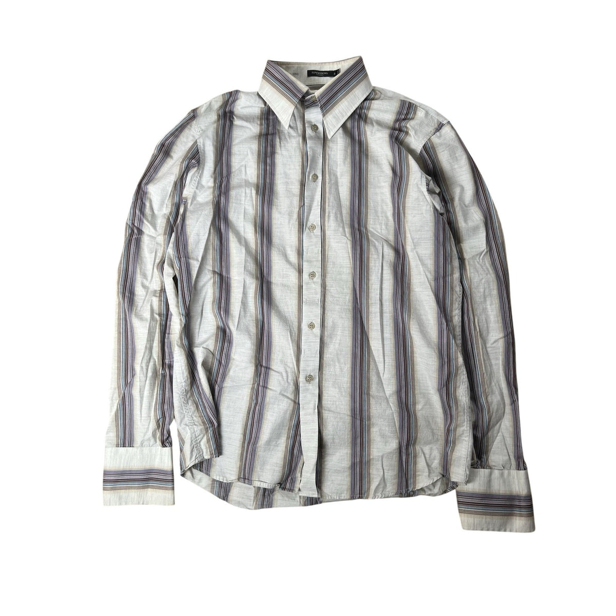 J.Lindeberg Shirt Mens EU 50 Beige Striped Long Sleeve Button Up Collared