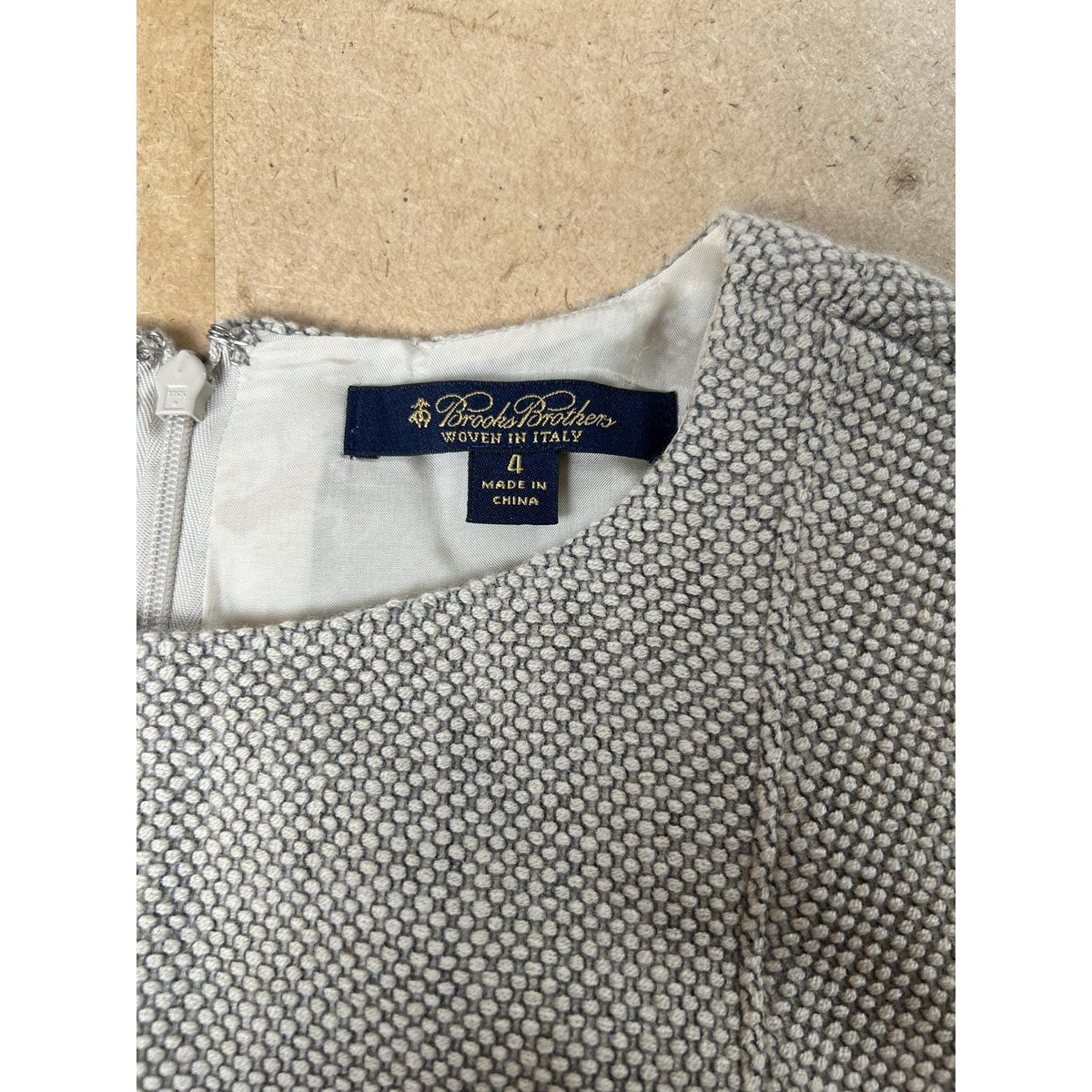 Brooks Brothers Dress Womens 4 Beige Sheath Knee Length Wool Cashmere Tailored