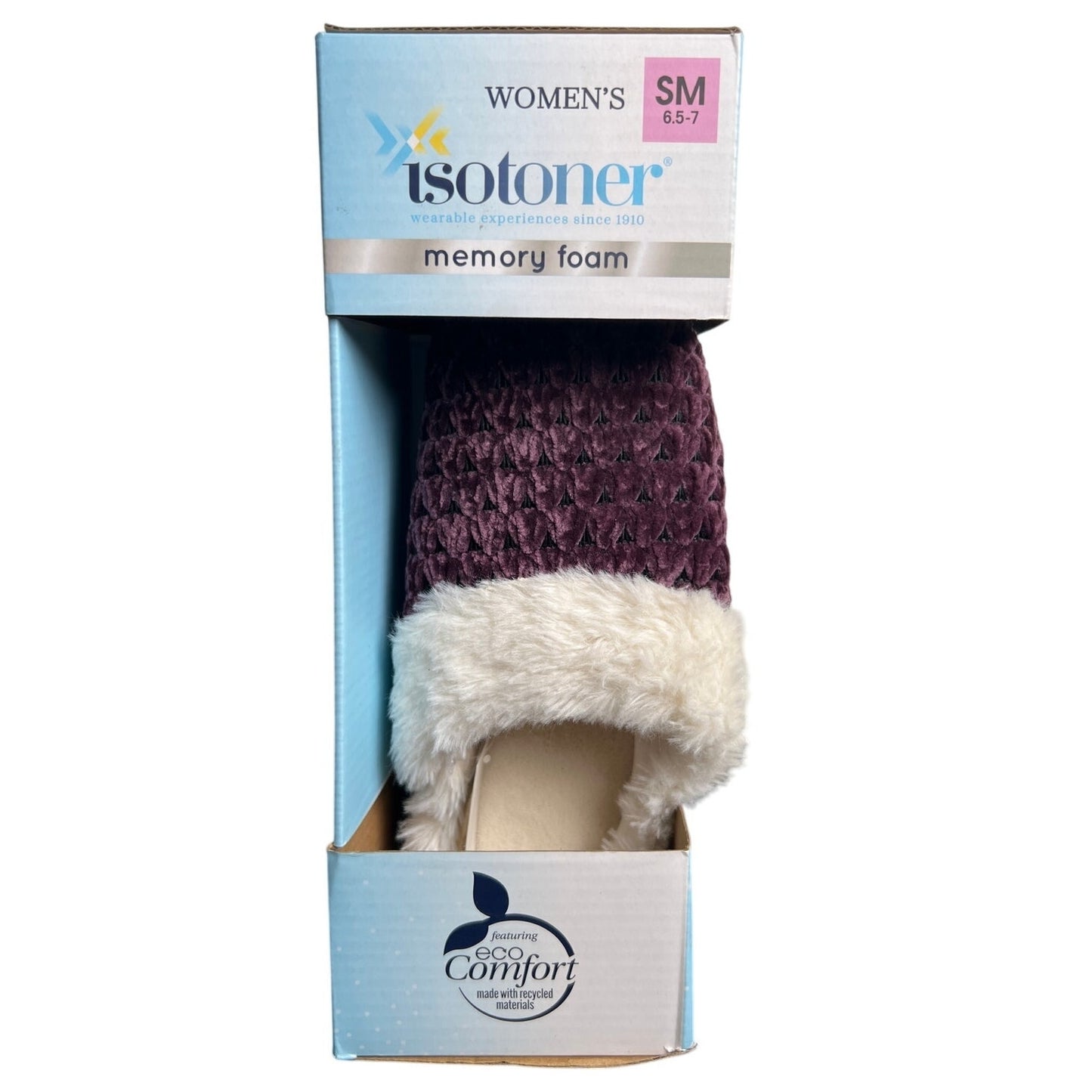 NWT Isotoner Women's Size 6.5-7 Memory Foam Slippers Blackberry Wine