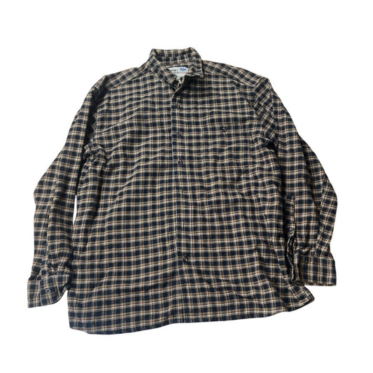 Stormy Kromer Men’s Flannel Shirt Brown/Black Plaid Button Front Size XL