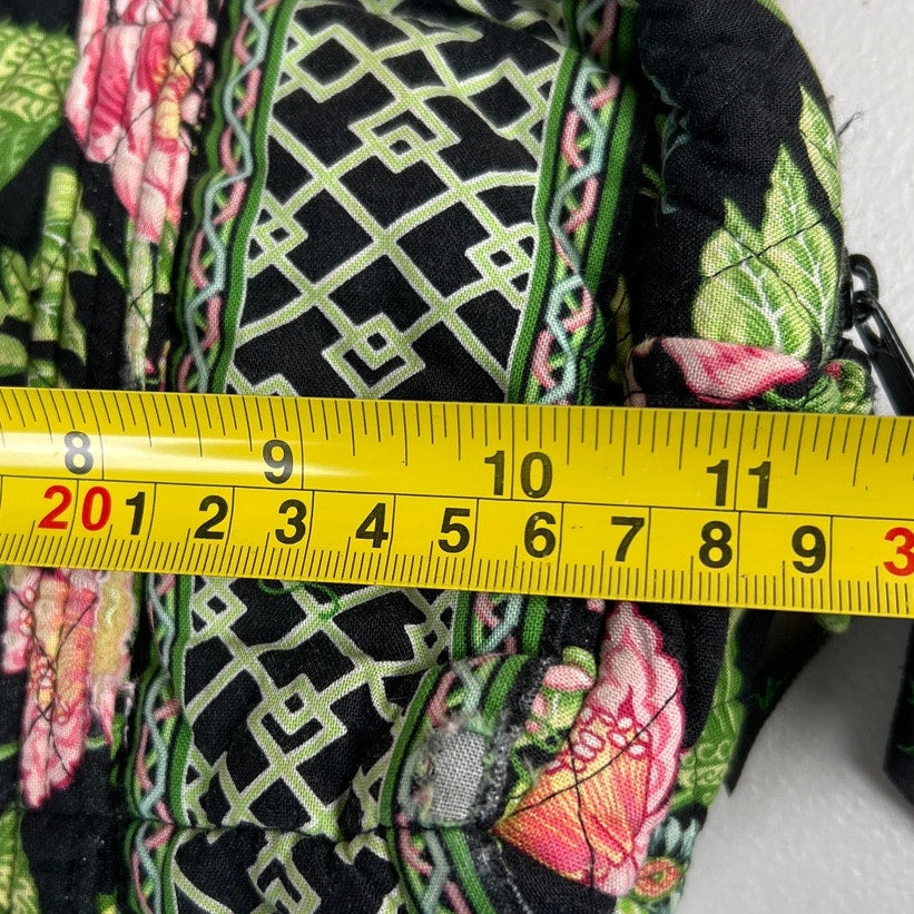 Vera Bradley Purse Quilted Black/Green 2 handles Floral Print