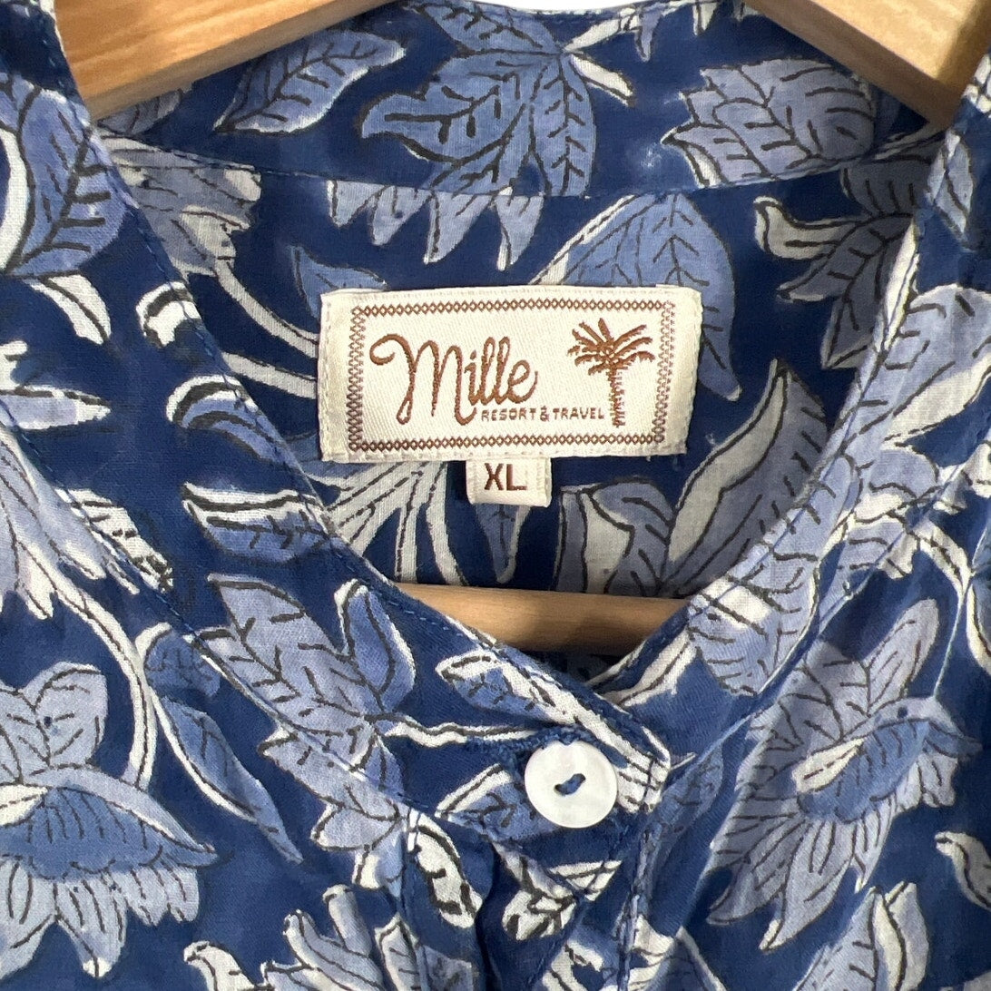 Mille Resort & Travel Blue Long XL 100% Cotton Maxi Dress Cover Up