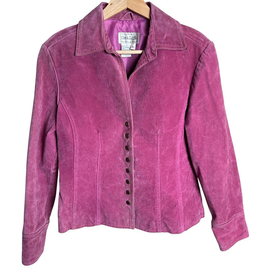 Vintage Live A Little Size PS 100% Leather Pink Button Jacket