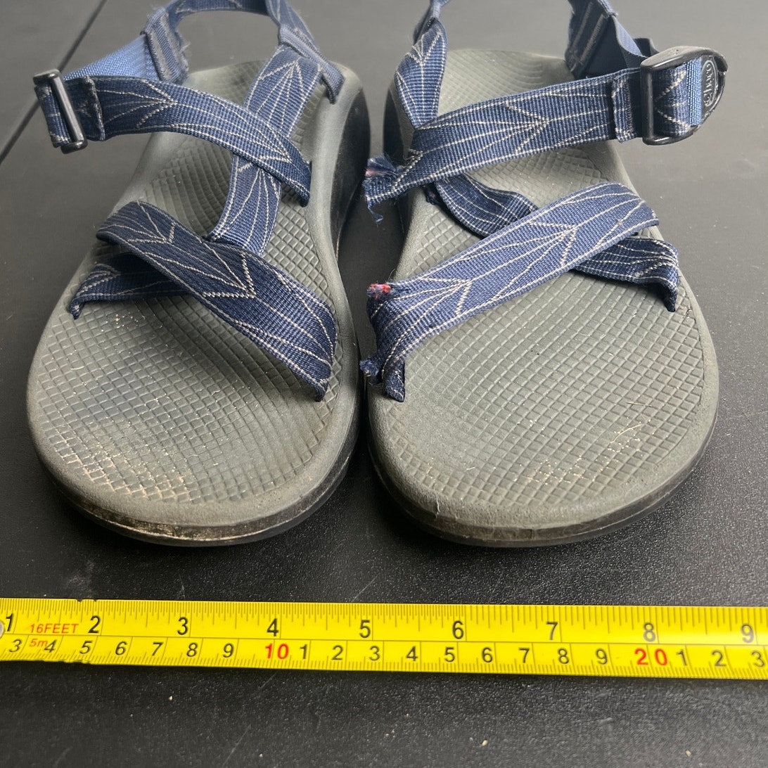 Chaco Gray Black Sole Navy Patterned Straps Water Shoe Sandals Men size 10