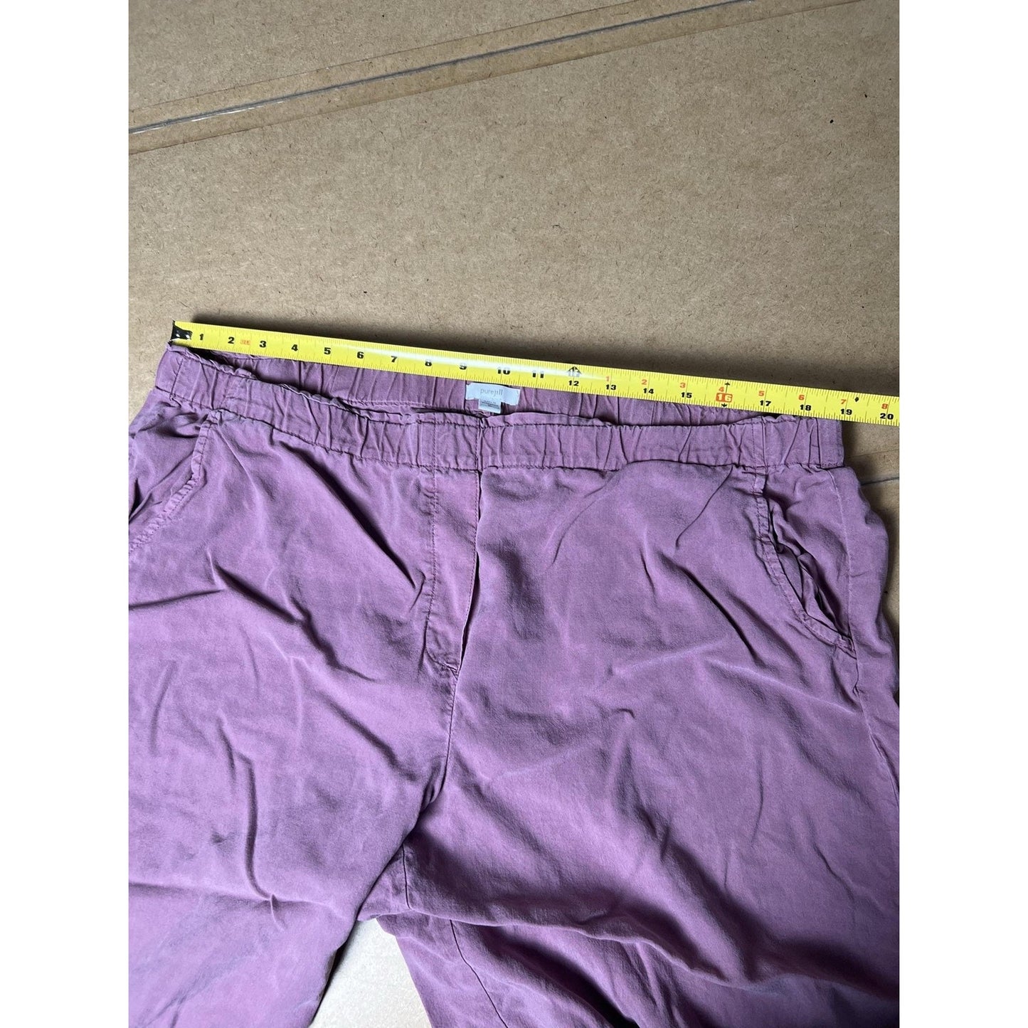 Pure Jill Pants Womens XL Purple Capri Pull On Elastic Waist Pockets Lyocell