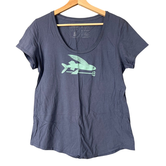 Patagonia large Women's Top Organic Cotton Slim Fit Flying Fish