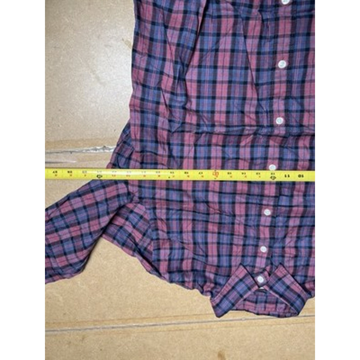 Faherty Shirt Mens L Red Plaid Long Sleeve Button Up Casual Woven Point Collar