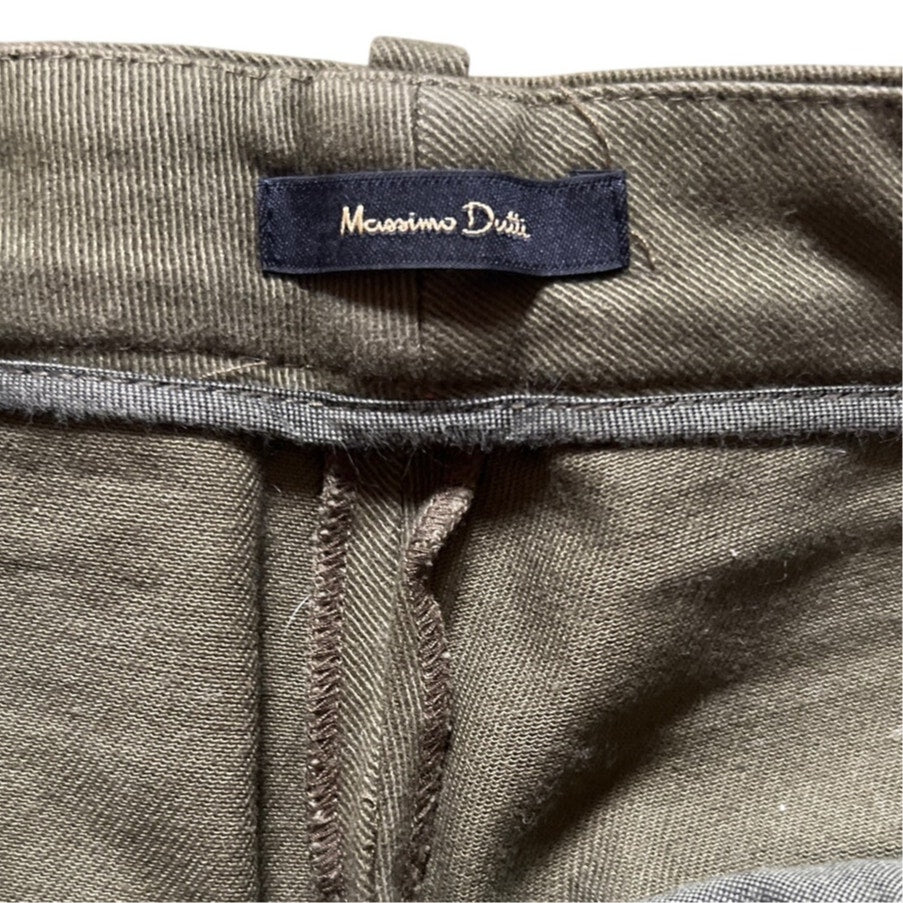 Massimo Dutti Olive Green Cotton Linen Blend Slim Fit Pants Size 4
