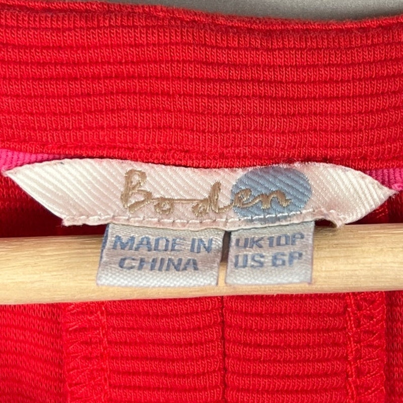 Boden Red Seam Detail Dress Women's Size 6