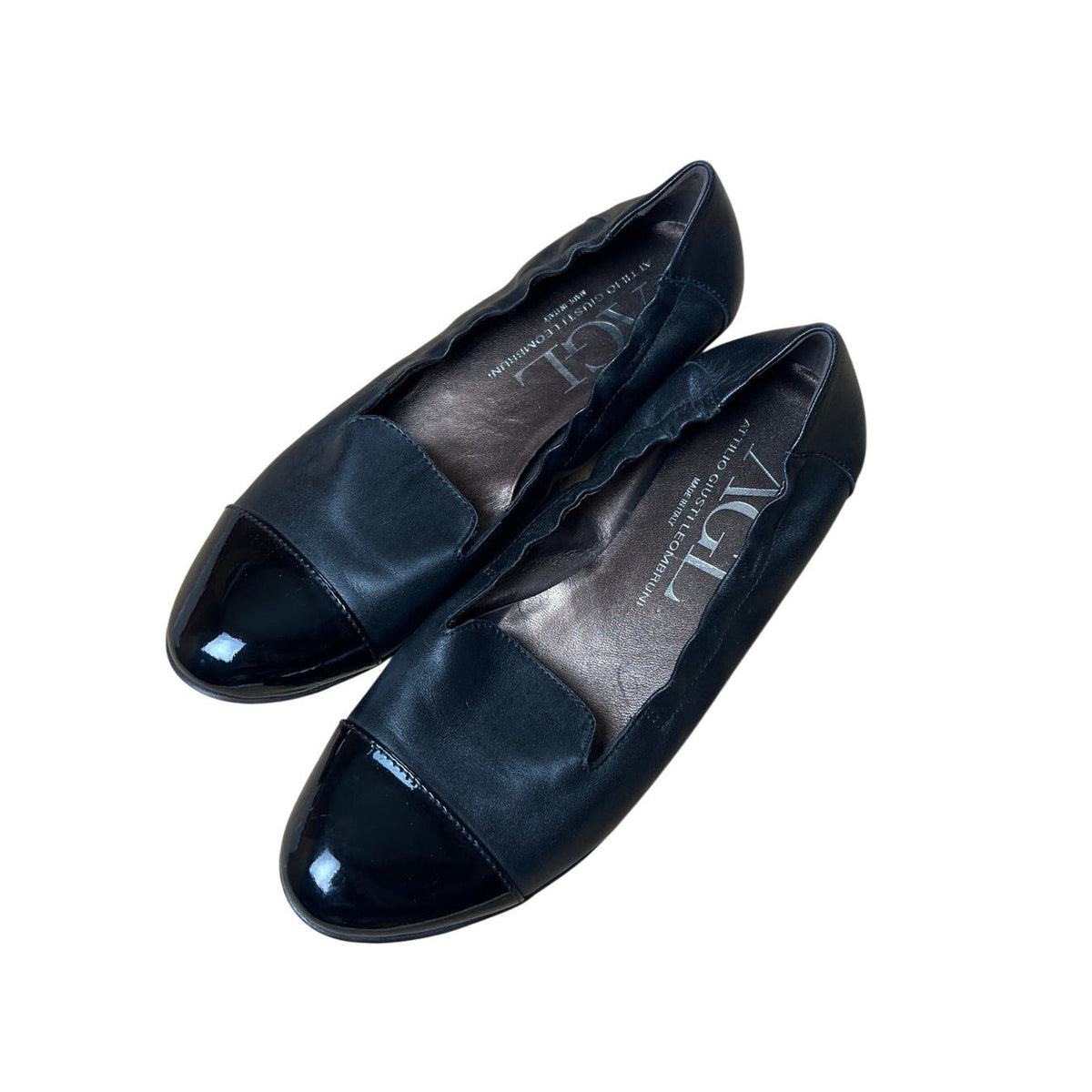 AGL Attilio Giusti Leombruni Womens Cap Toe Loafers 38 EU 8 US Black Leather