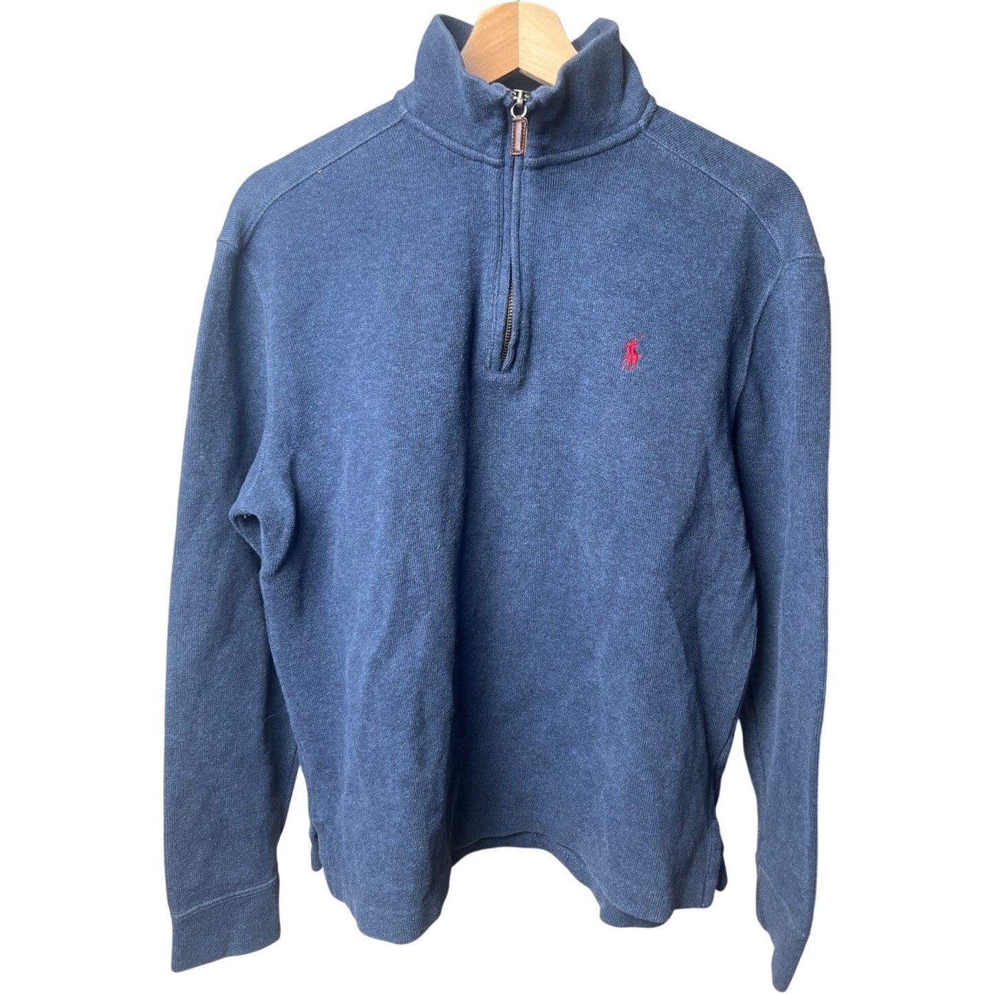 Polo Ralph Lauren Blue Cotton Pullover Half Zip Sweater Size Medium M