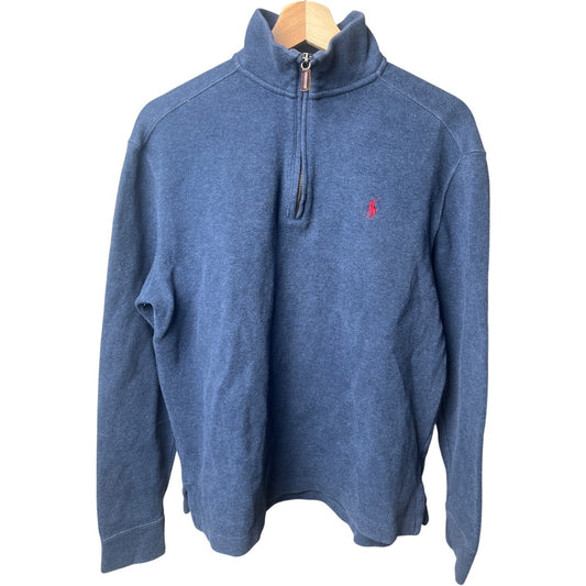 Polo Ralph Lauren Blue Cotton Pullover Half Zip Sweater Size Medium M