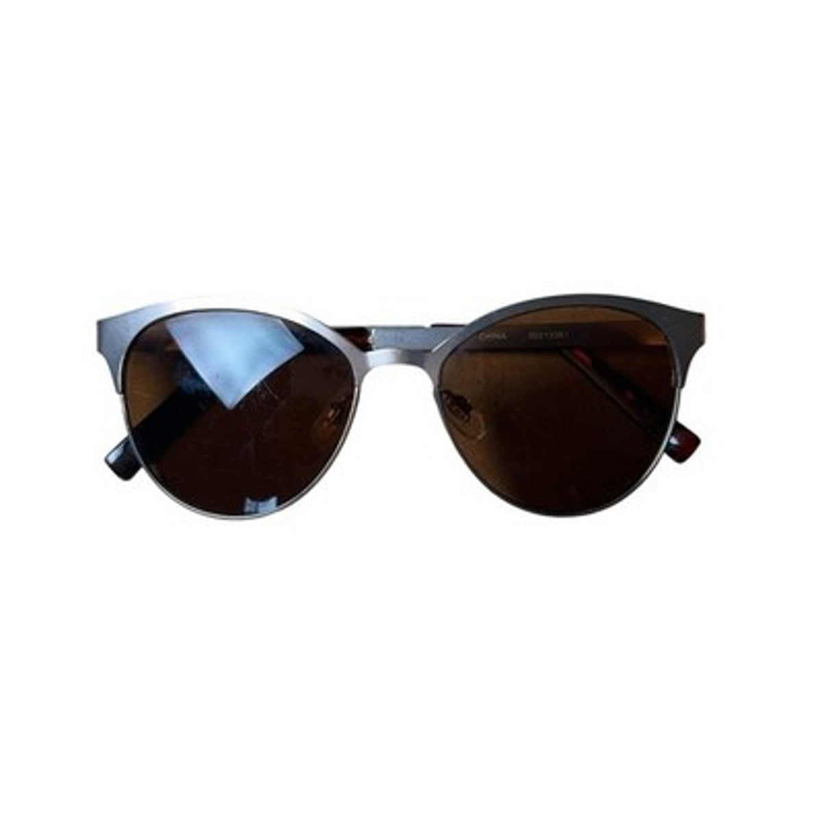 Sunglasses Unisex 54-17-144mm Gold Cat Eye Brown Tinted Adjustable Metal