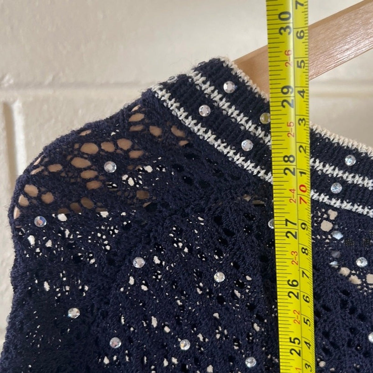 Vintage Christian A. New York Beaded Navy White Sweater *Dimensions in Picture*