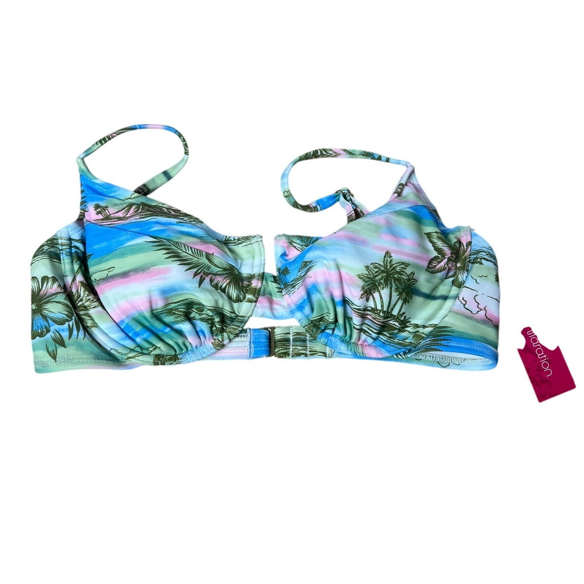NWT Xhilaration Womens Junior's Size L Bikini Top Underwire Tropical Print