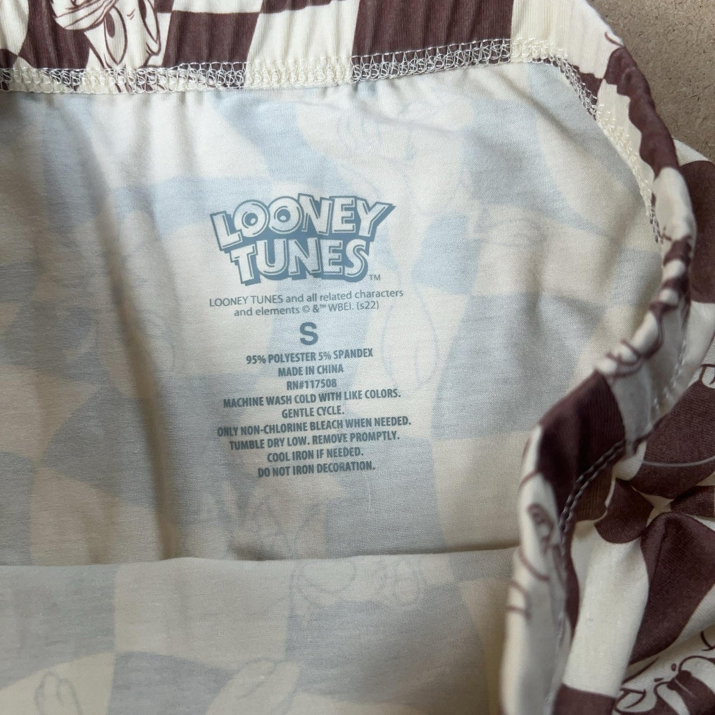 Looney Tunes Skirt Womens S Brown Check Straight Pencil Jersey Stretch