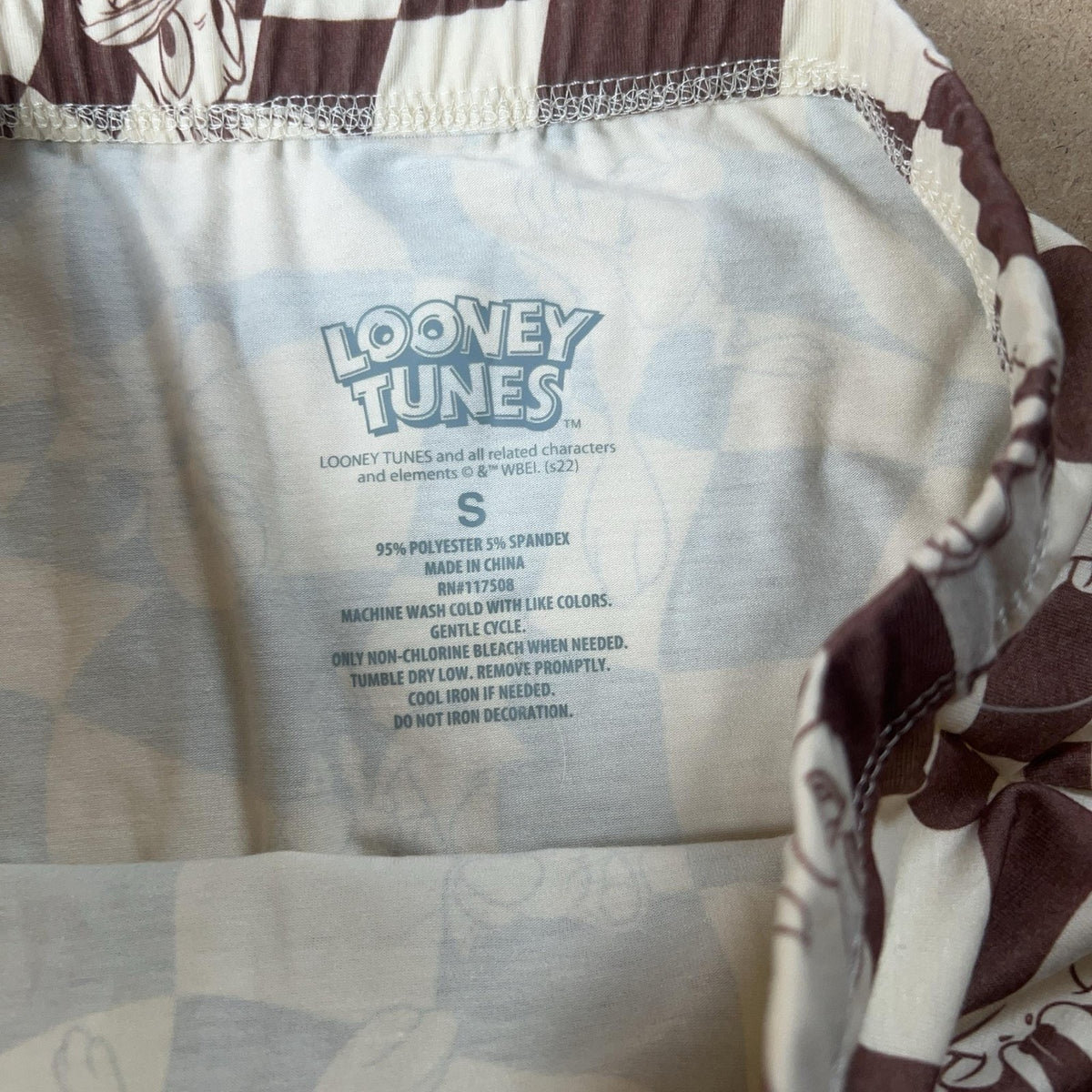 Looney Tunes Skirt Womens S Brown Check Straight Pencil Jersey Stretch