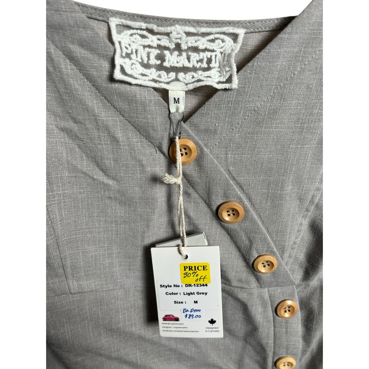 Pink Martini Light Gray NWT Dress Size Medium