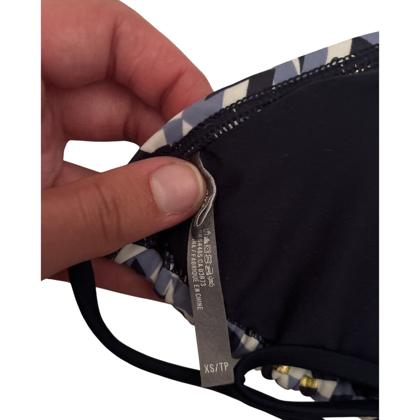 Aerie Swim Halter Triangle Bikini Top Blue Gold XS - EUC