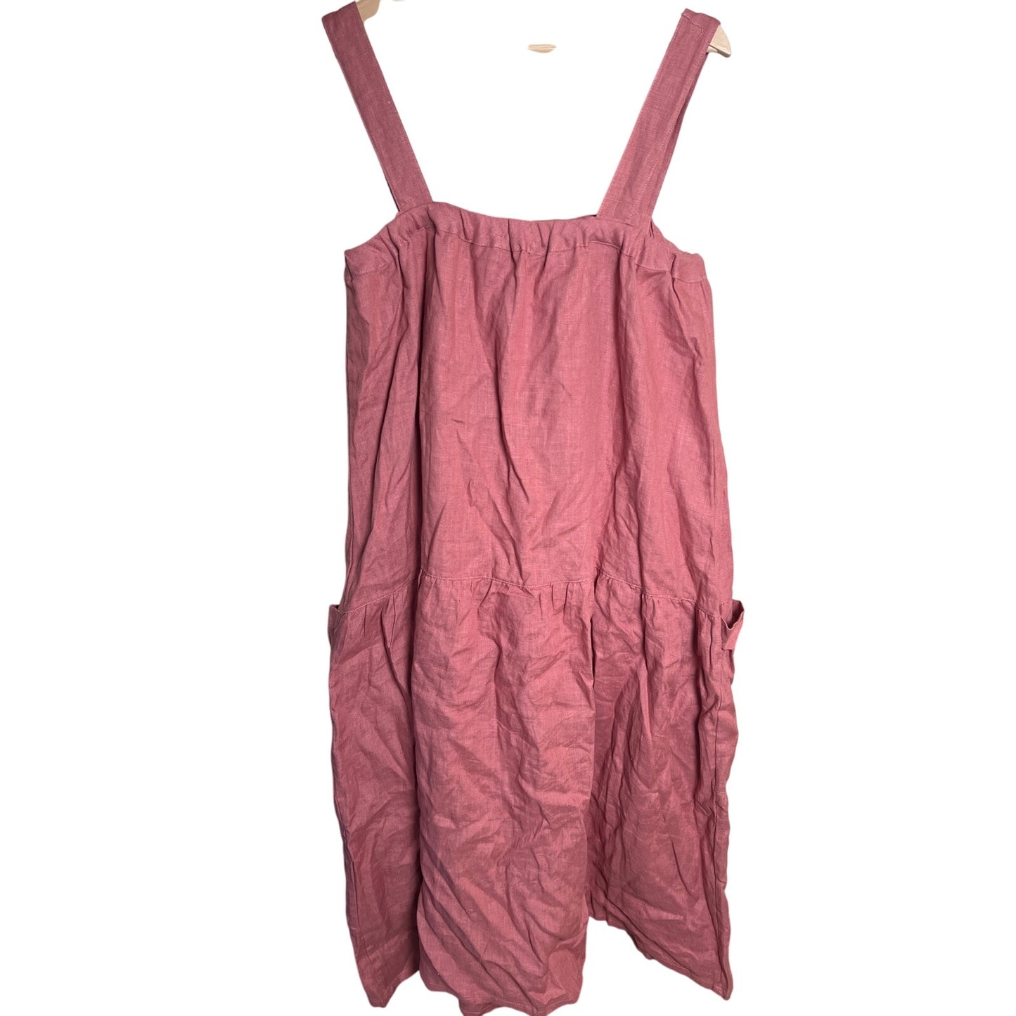 Kondi Suzie Linen Pink Mid Length Dress Medium
